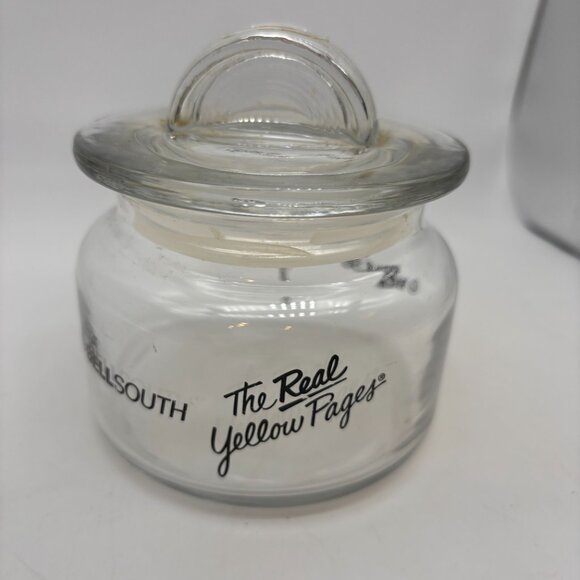 Vintage Bellsouth The Real Yellow Pages Retro Clear Small Desktop Jar with Lid - Picture 7 of 16